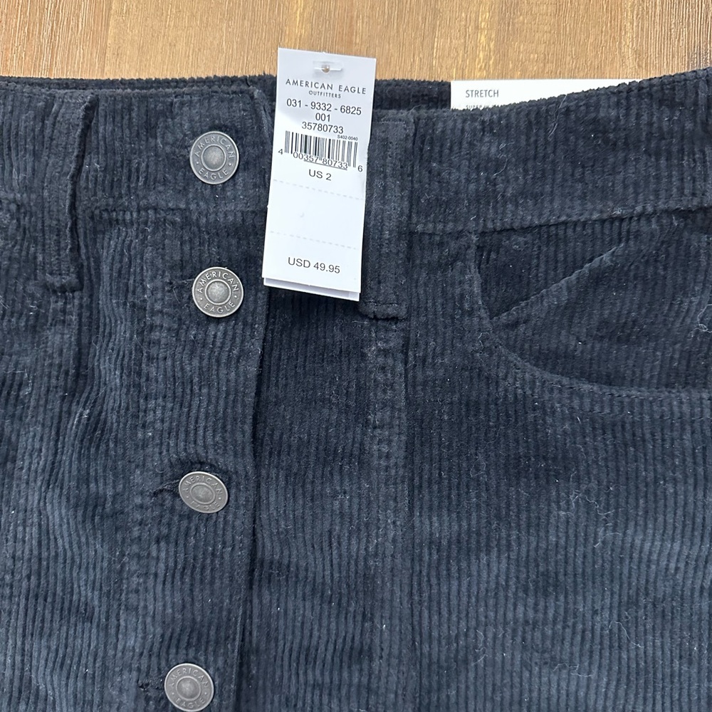 AE black corduroy button down mini skirt - Picture 3 of 4